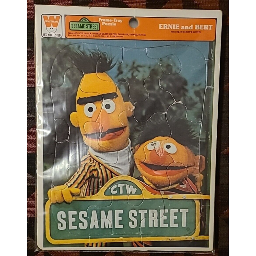 Vintage 1977 Frame Tray Puzzle Ernie and Bert Sesame Street Printed In USA